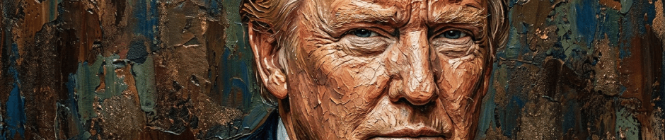 Portrait of Donald Trump painted with thick, textured oil strokes